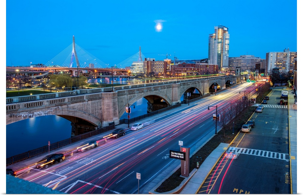 Photo of the Charles River Dam Road with Leonard P. Zakim Bunker Hill Bridge in view.