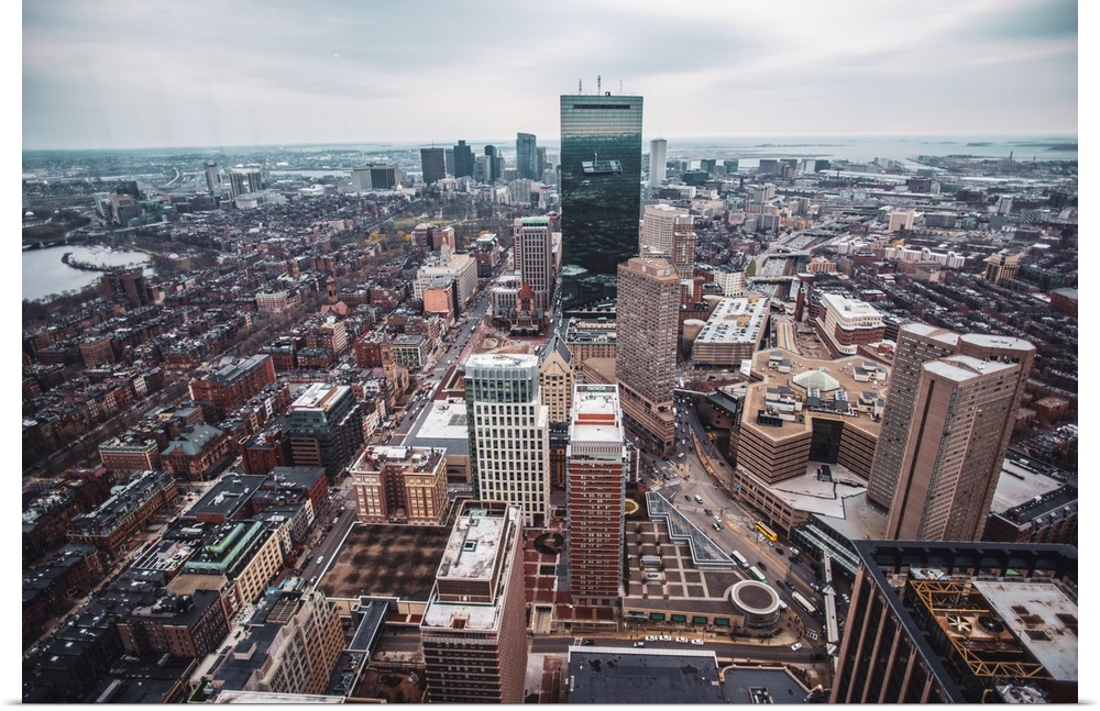 Photo of Boston cityscape featuring the John Hancock Tower.