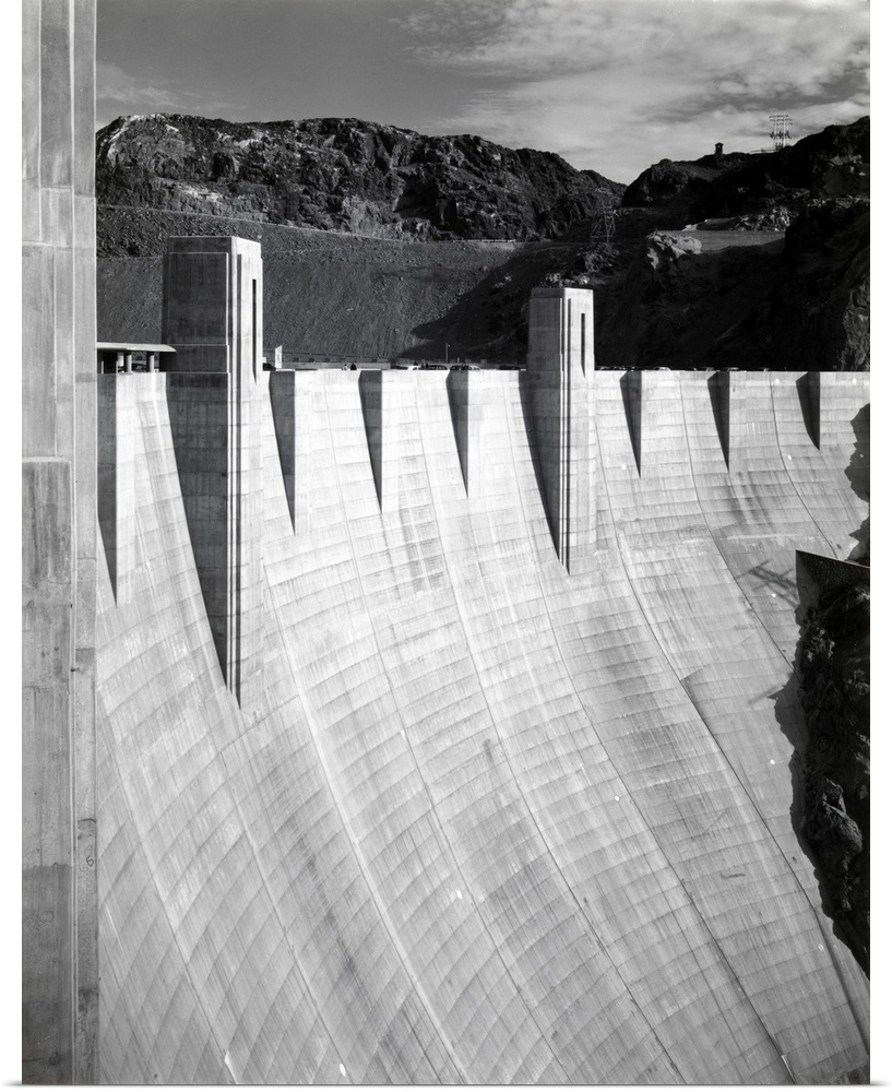 Boulder Dam, 1942, vertical close-up of section of the dam.