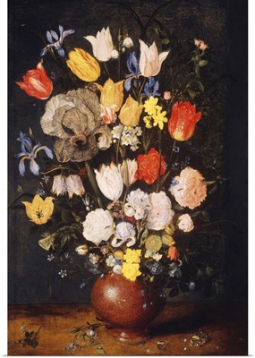 Bouquet Of Flowers In An Earthenware Vase