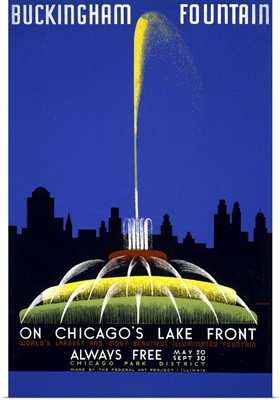 Buckingham Fountain on Chicago's Lake Front - WPA Poster