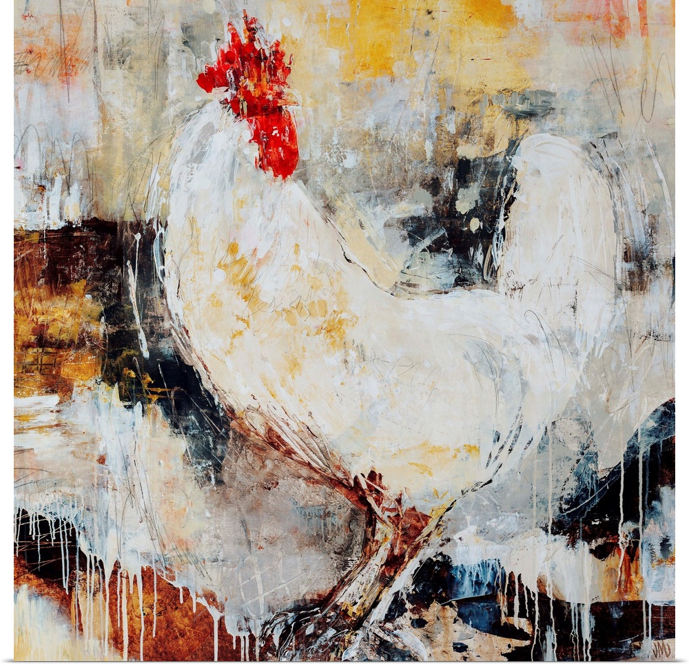 Abstract painting of a rooster.