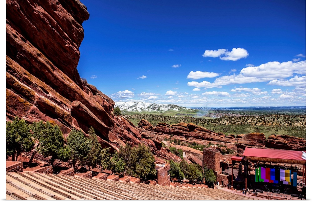 View of Colorado's great plains and Creation rock from Red Rocks Amphitheatre.