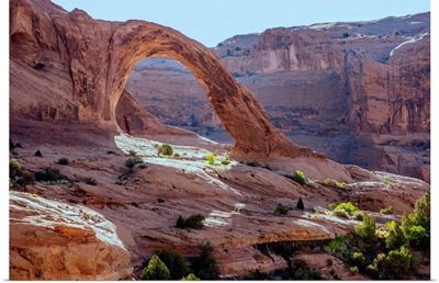 Corona Arch overlooking Bootlegger Canyon in Arches National Park, Utah