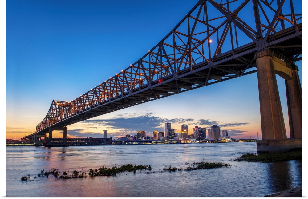 View of Crescent City Connection Bridge in New Orleans, Louisiana.