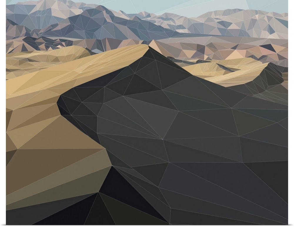 Dunes in Death Valley, California, rendered in a low-polygon style.