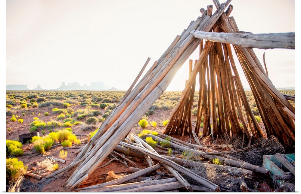 The remains of a derelict Tipi shelter in Monument Valley, Arizona.