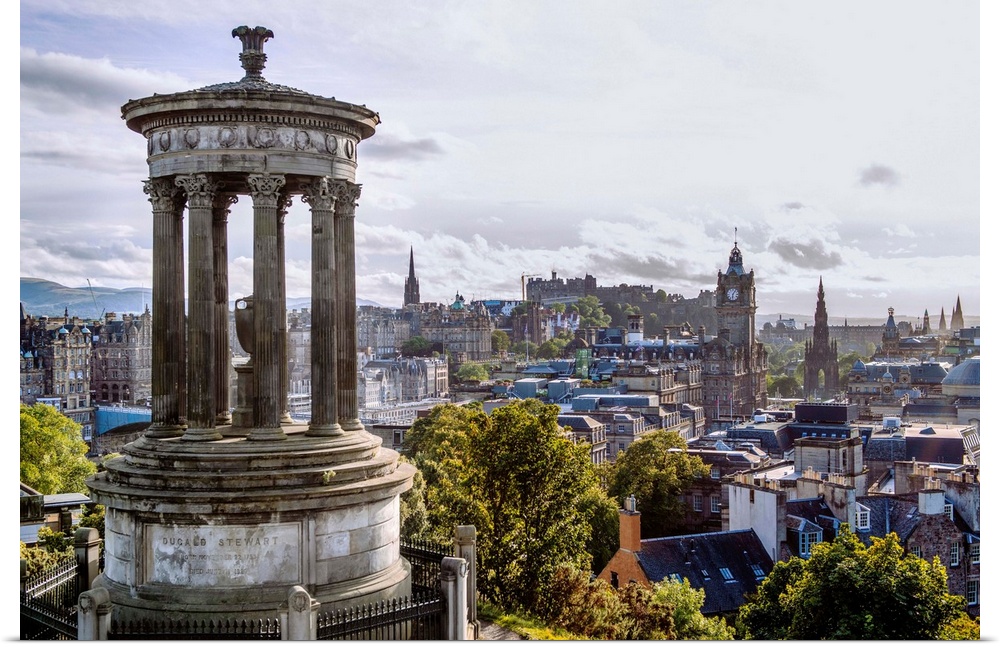 Photograph of the Dugald Stewart Monument, a memorial to the Scottish philosopher Dugald Stewart, on Calton Hill overlooki...