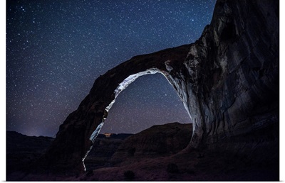 East Side Of Corona Arch At Night, Near Arches National Park, Utah
