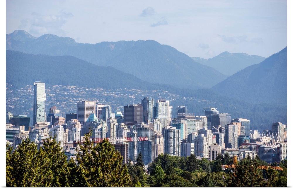 Elevated view of downtown Vancouver in British Columbia, Canada.