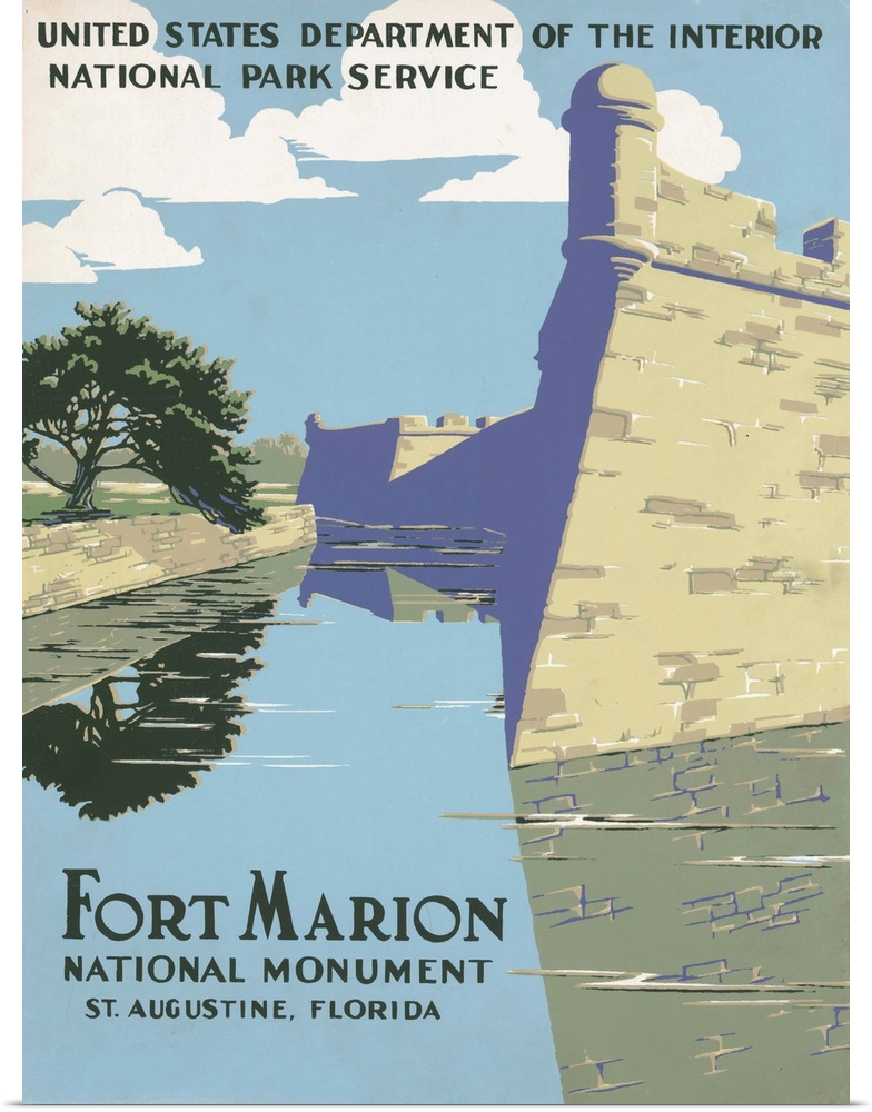 Fort Marion National Monument, St. Augustine, Florida. Poster shows view of Fort Marion (Castillo de San Marcos). Library ...