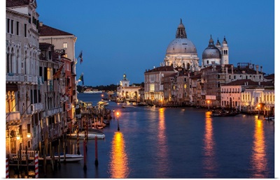 Grand Canal and The Salute at Night, Venice, Italy