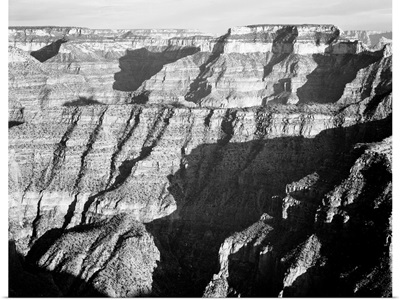 Grand Canyon From N Rim, 1941, Closer View Of Cliff Formation