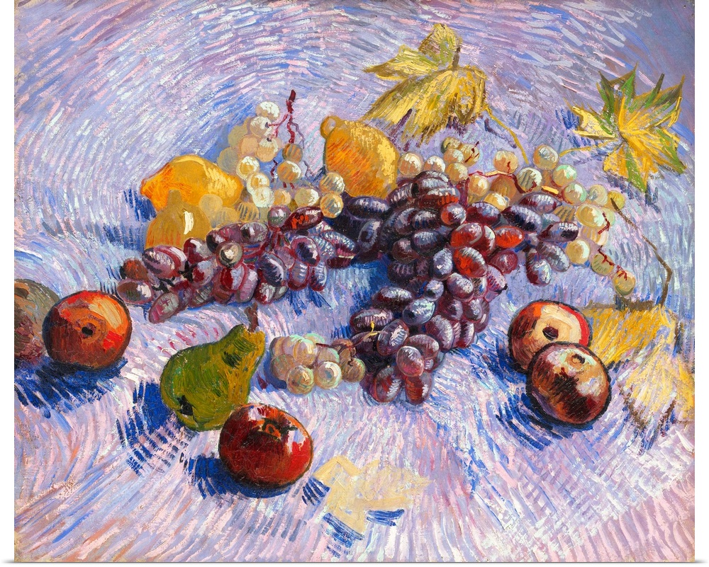 This is one of a group of related canvases featuring seasonal fruit that Vincent van Gogh painted in the fall of 1887. In ...