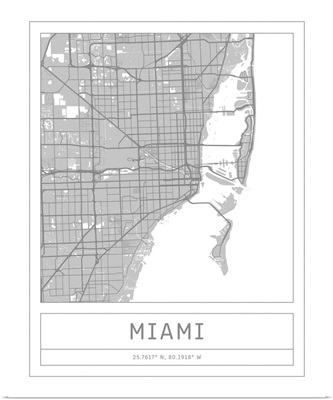 Gray Minimal City Map Of Miami