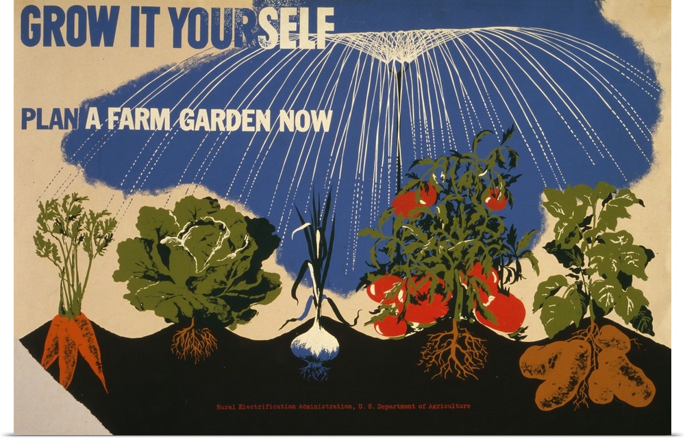 Grow it yourself. Plan a farm garden now. Poster for the U.S. Department of Agriculture promoting victory gardens, showing...