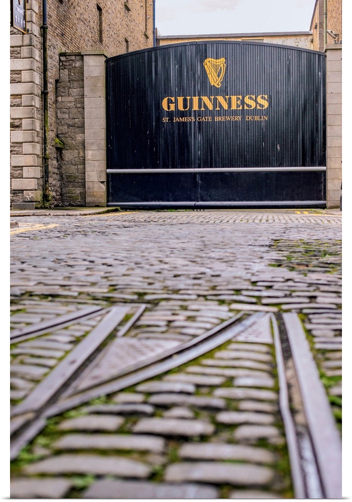 Photograph of the entrance gate into the Guinness factory in Dublin.