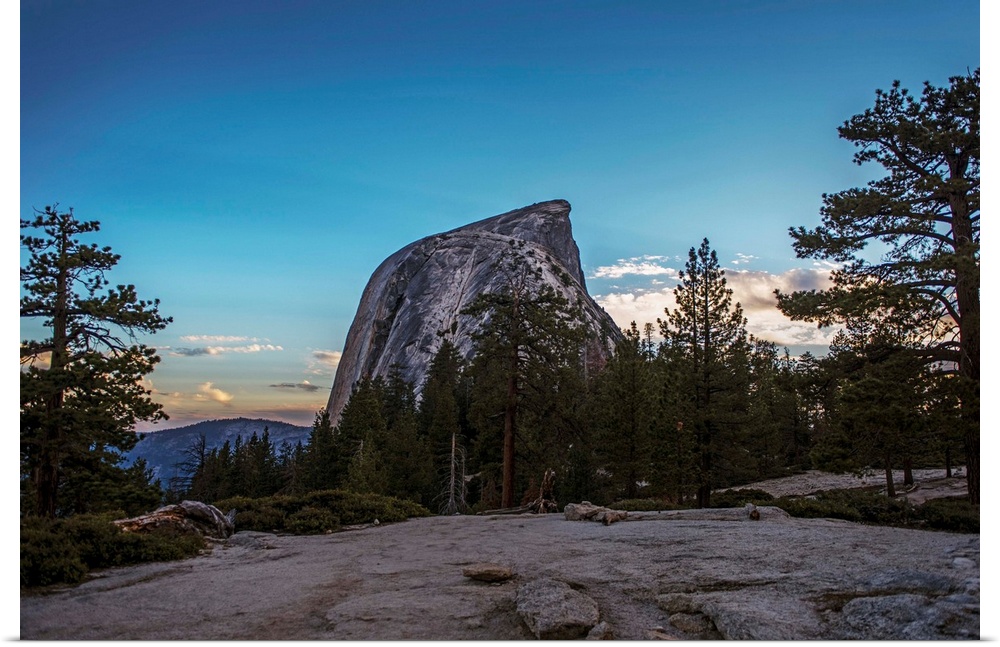 View of Half Dome after sunset in Yosemite National Park, California.