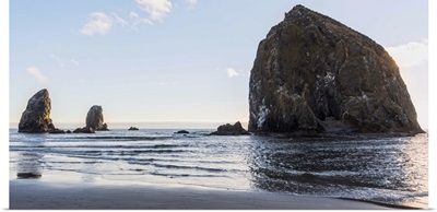 Haystack Rock with Blue Sky, Cannon Beach, Oregon - Panoramic