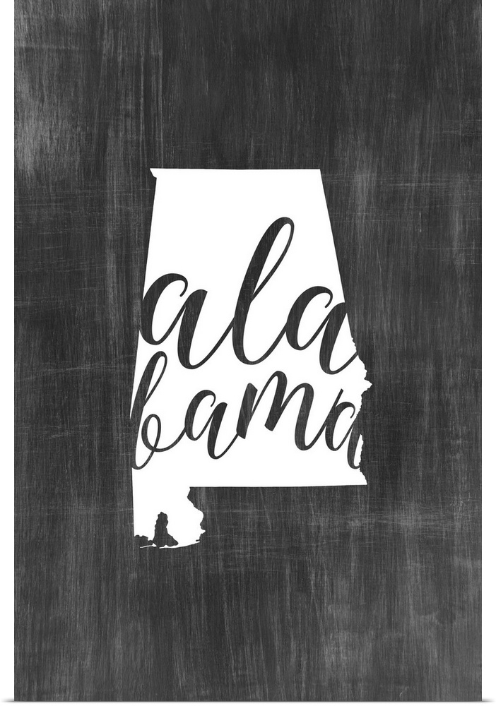 Alabama state outline typography artwork.