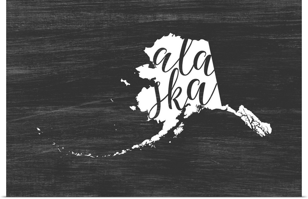 Alaska state outline typography artwork.