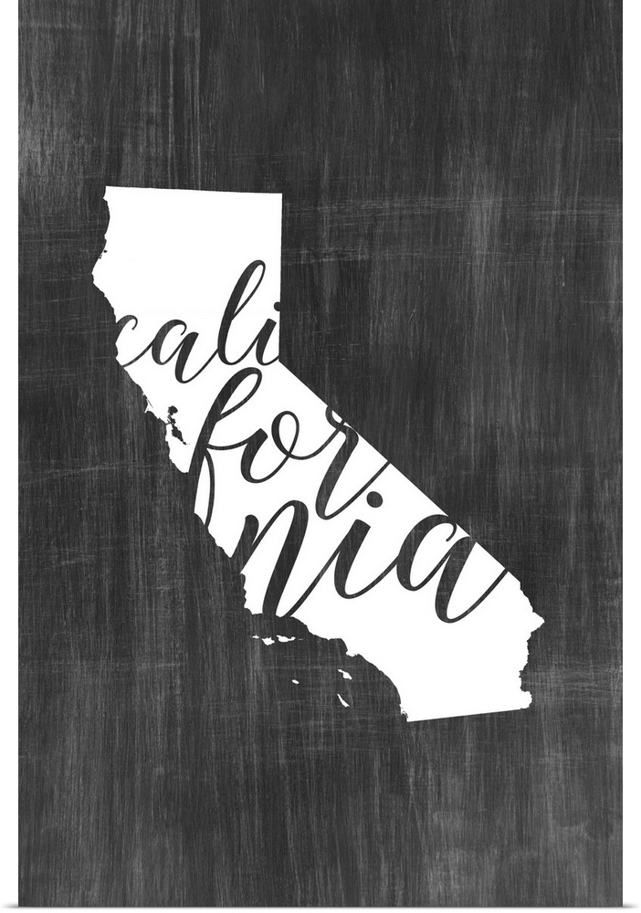 California state outline typography artwork.