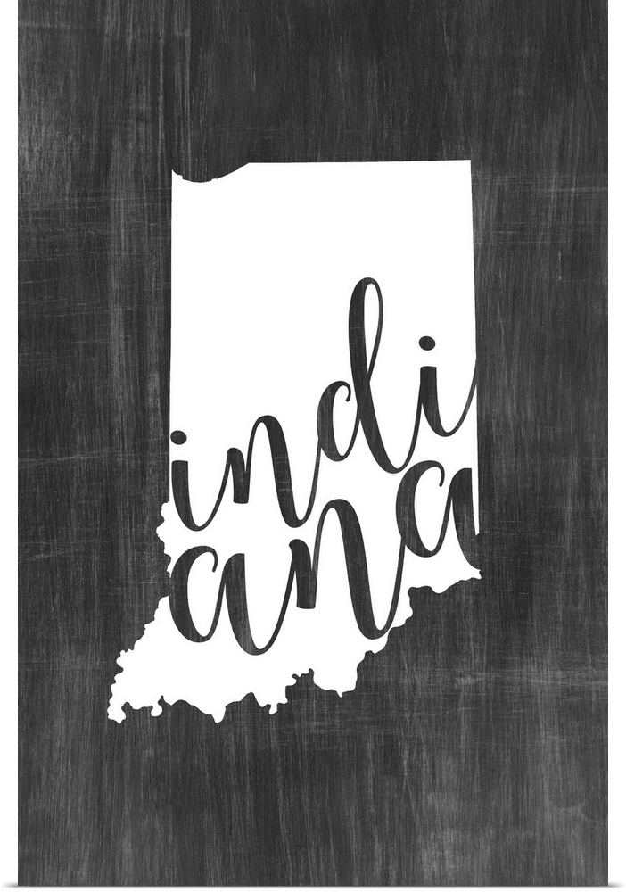 Indiana state outline typography artwork.