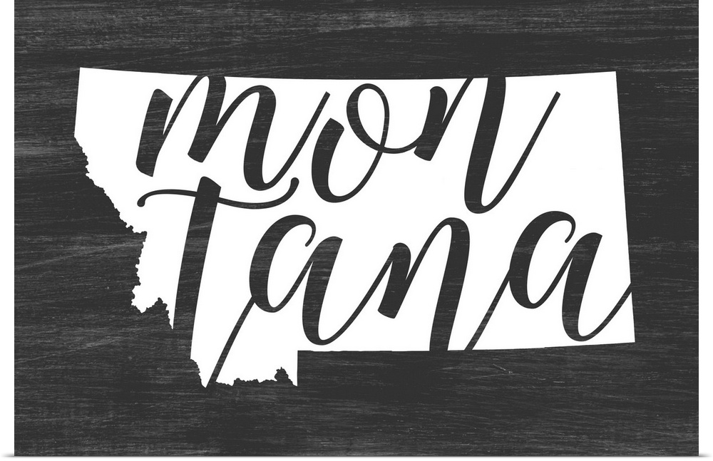 Montana state outline typography artwork.