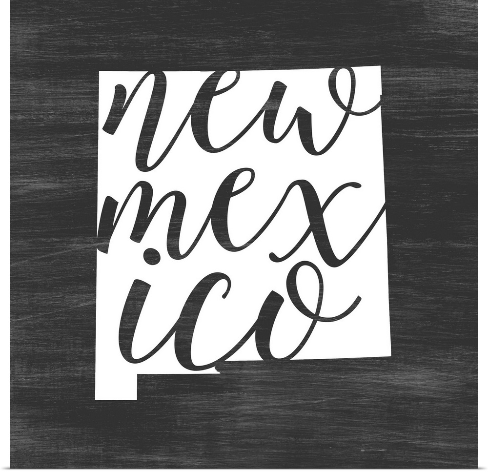 New Mexico state outline typography artwork.
