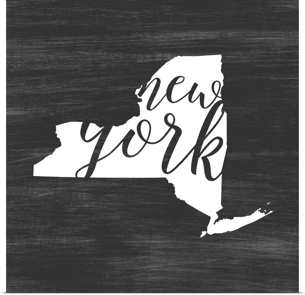 New York state outline typography artwork.