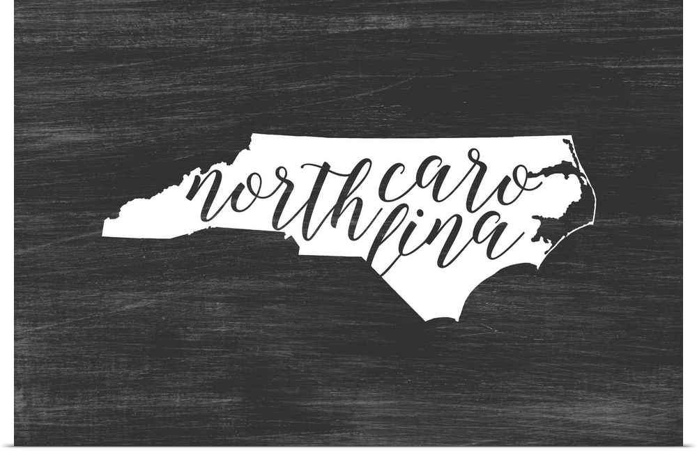 North Carolina state outline typography artwork.