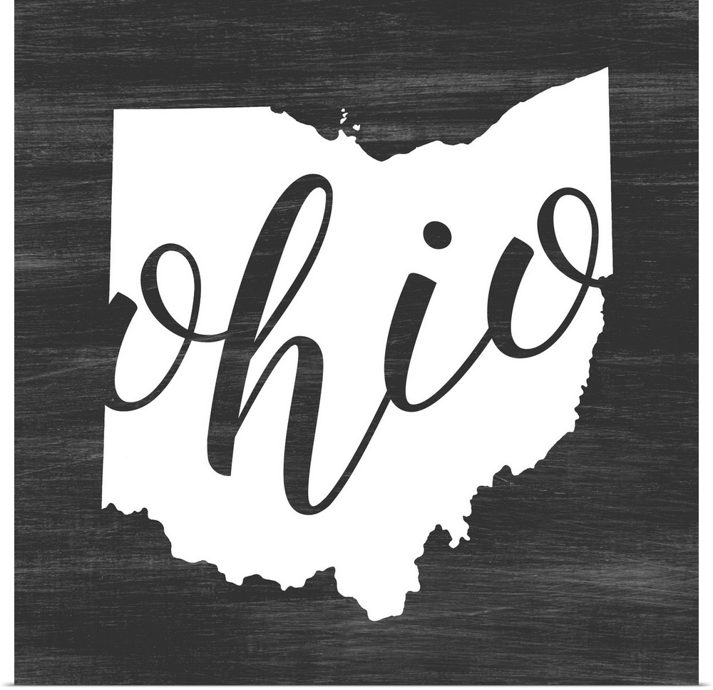 Ohio state outline typography artwork.
