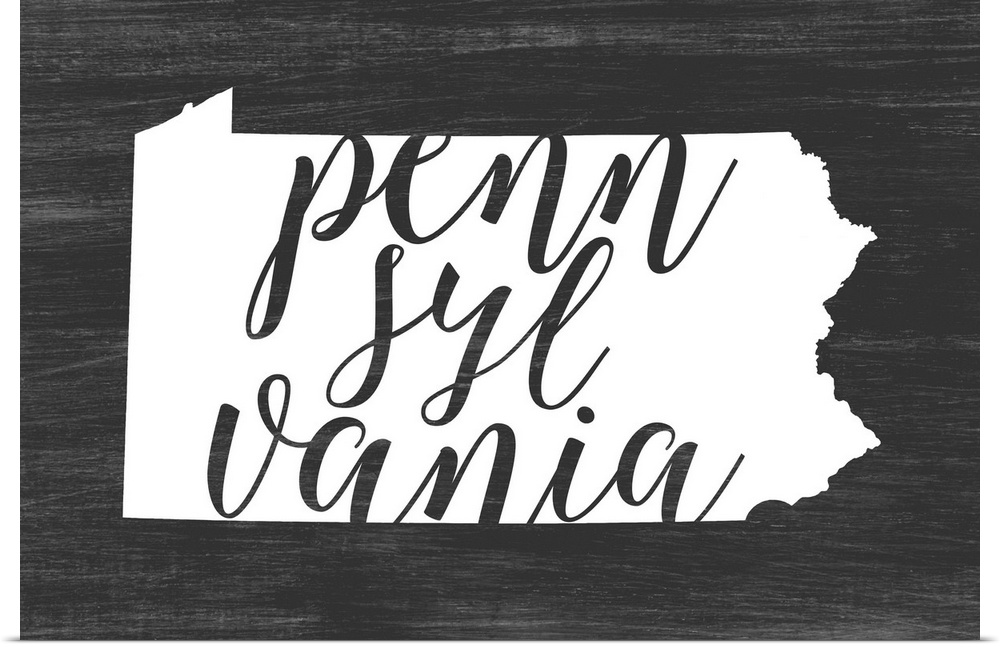 Pennsylvania state outline typography artwork.