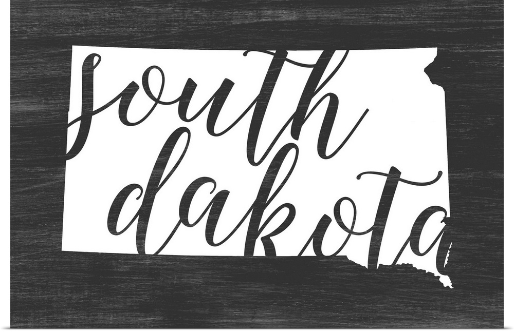South Dakota state outline typography artwork.