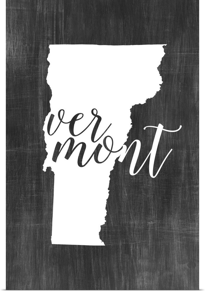Vermont state outline typography artwork.