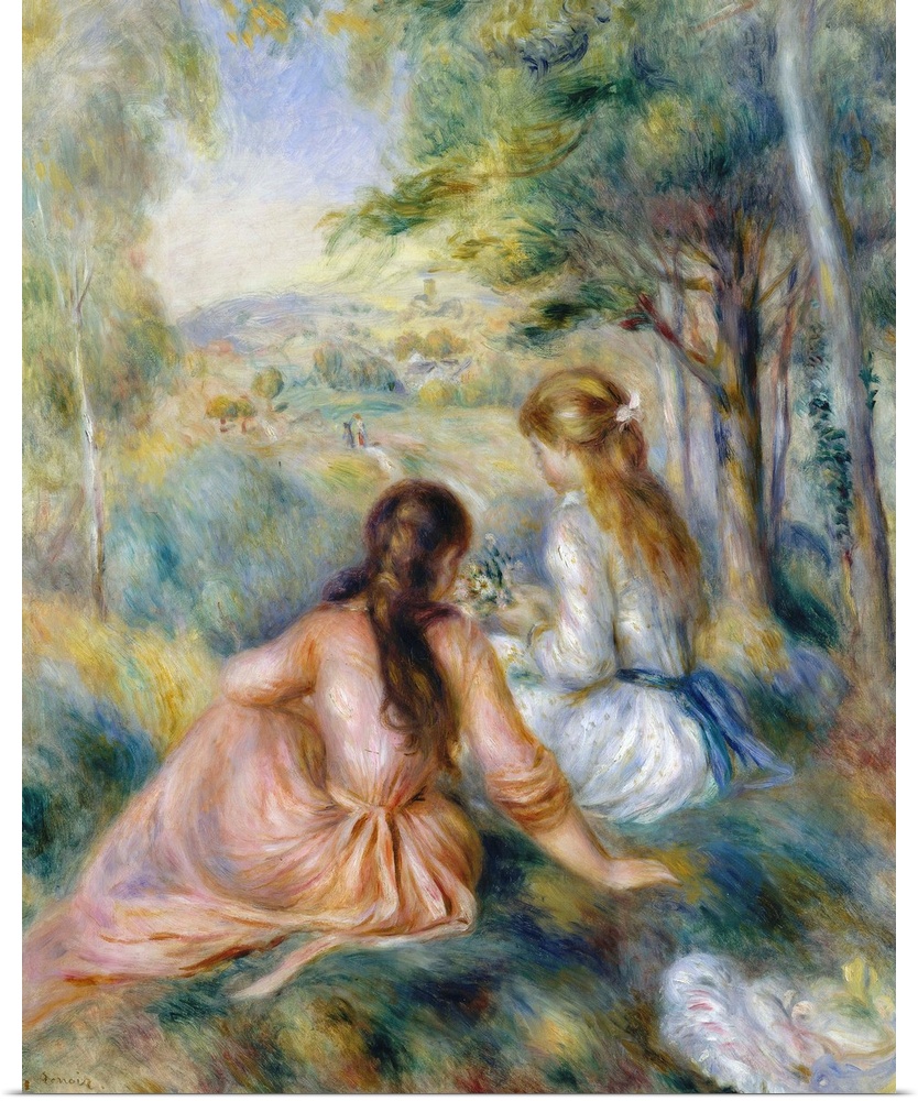 Between 1888 and 1892 Renoir painted a number of works in which the same pair of girls-the blonde wearing a white frock an...