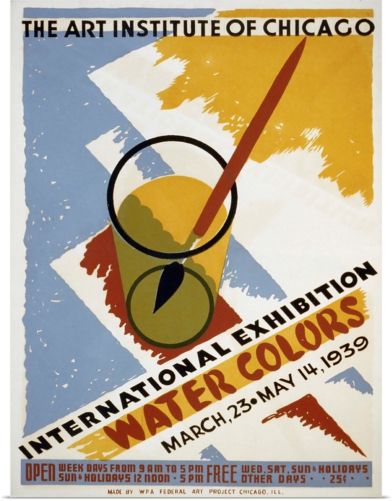 International Exhibition of Water Colorsm The Art Institute of Chicago. March 23 - May 14 1939. Poster for exhibit of wate...