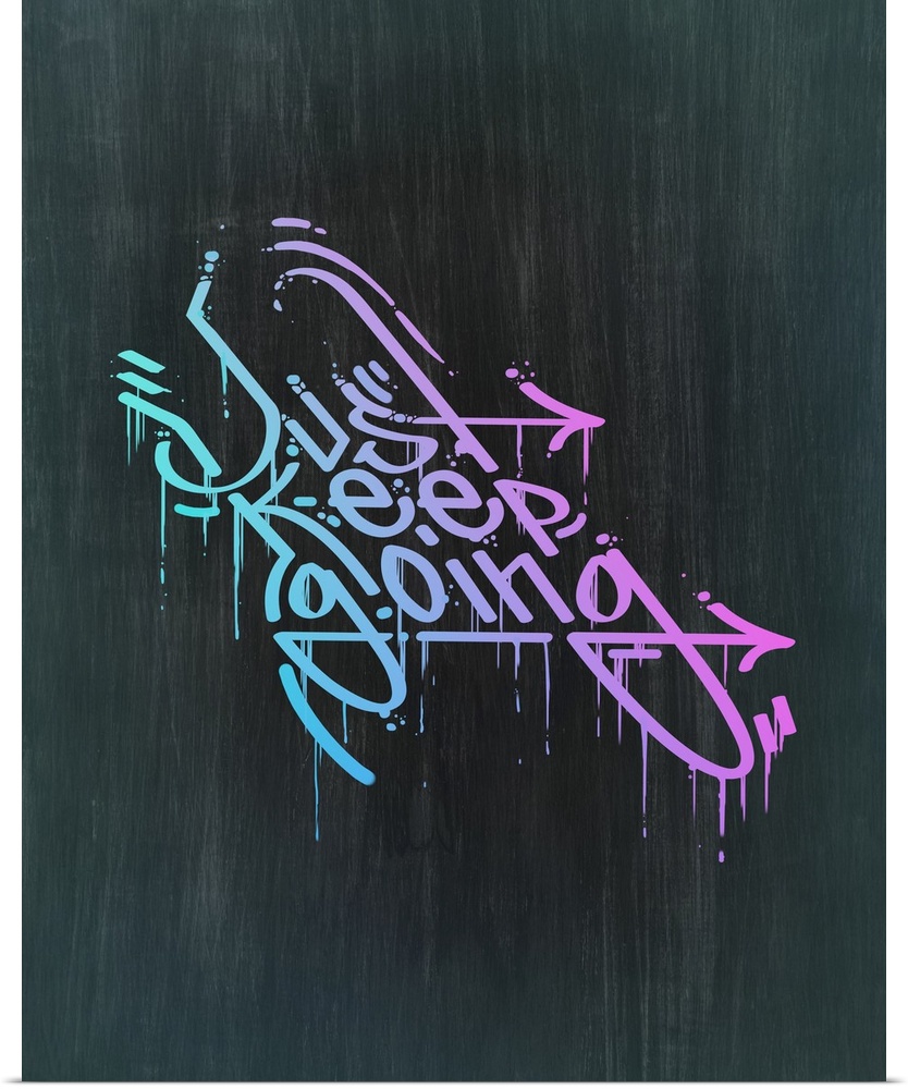 Typography poster with dripping, graffiti-style text in a bright gradient.
