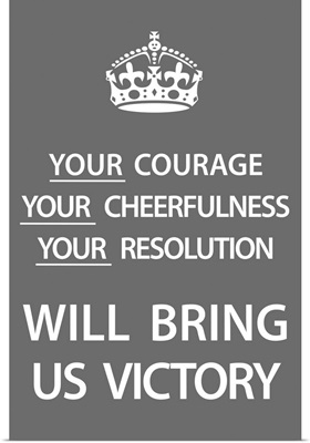 Keep Calm Wall Art - Victory [White on Gray]
