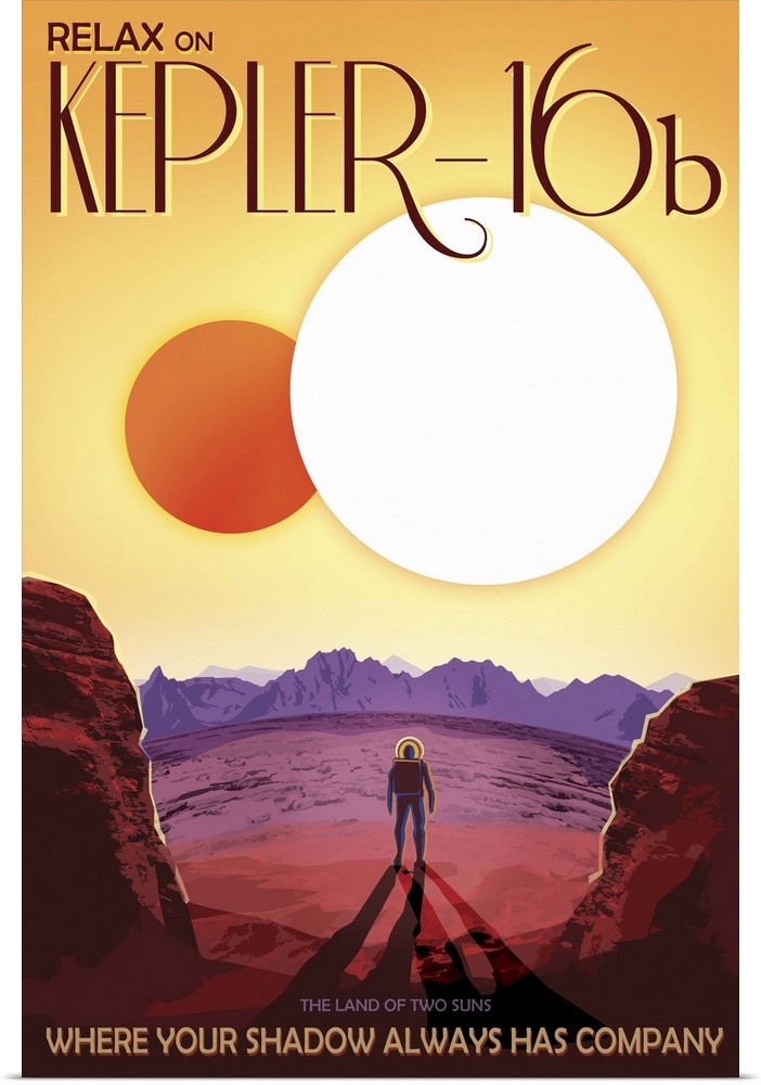 Like Luke Skywalker's planet Tatooine in Star Wars, Kepler-16b orbits a pair of stars. Depicted here as a terrestrial plan...