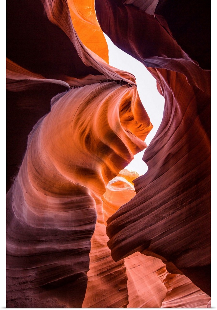 Photograph of the sandstone walls at the Lower Antelope Canyon in Arizona.