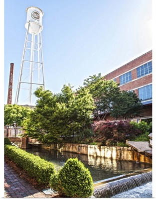Lucky Strike Water Tower and water feature, American Tobacco Historic District, Durham