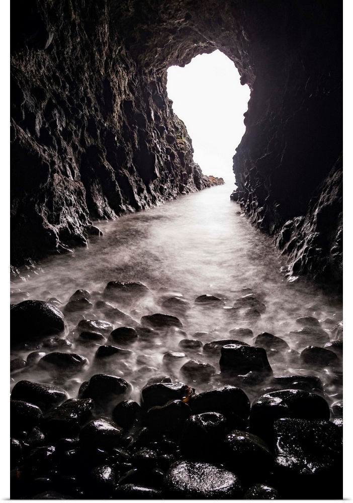 Photograph from inside Mermaid's Cave underneath Dunluce Castle in County Antrim, Ireland.