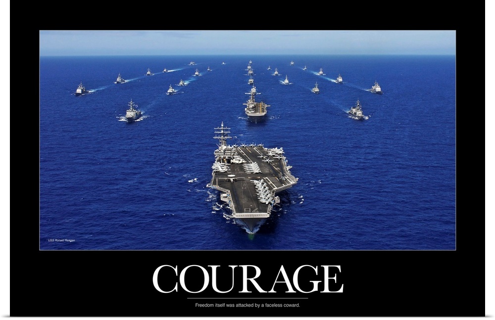 Military Poster: Aircraft carrier USS Ronald Reagan transits the Pacific Ocean