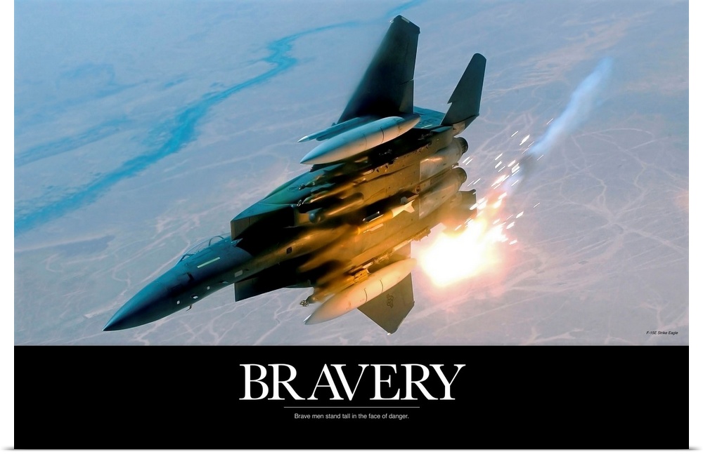 Military Poster: Brave men stand tall in the face of danger