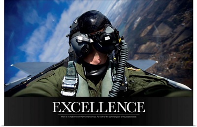 Military Poster: Self-portrait of a pilot in the cockpit of a F-15E Strike Eagle