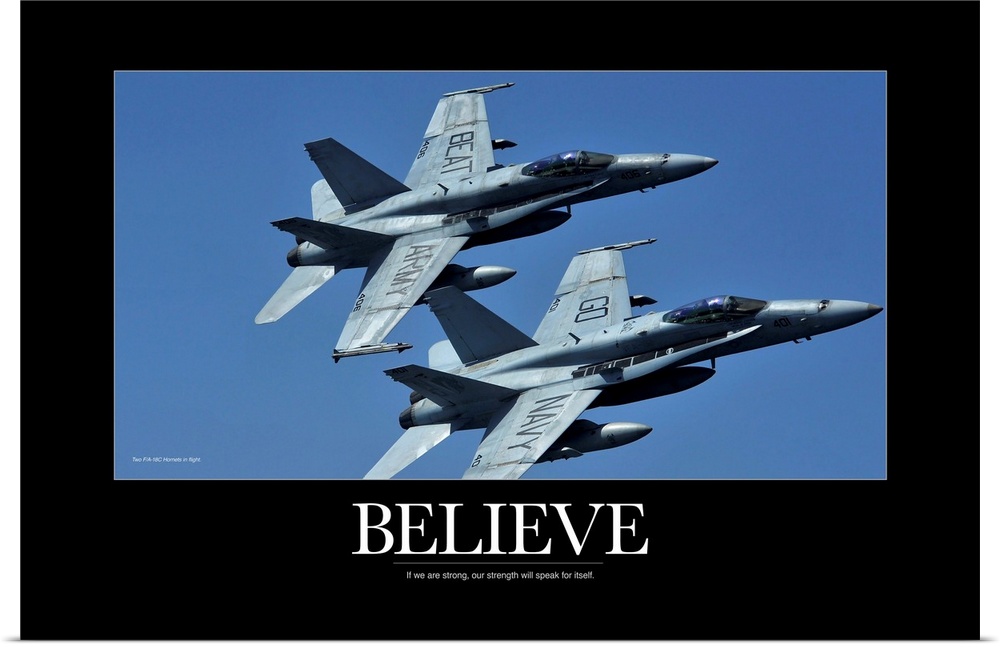 Military Poster: Two F/A-18C Hornets in flight