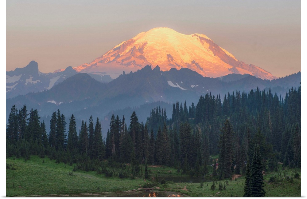 View of Mount Rainier's peak near Upper Tipsoo Lake, Washington.