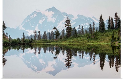 Mount Shuksan Peak Is Reflected In Picture Lake, Mount Baker Wilderness, Washington
