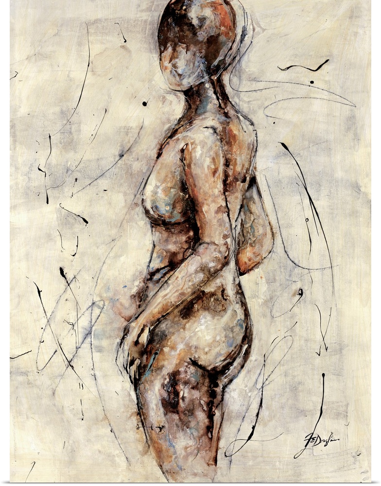 Contemporary abstract painting of woman's figure void of any intricate details.